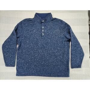 Red Head Pullover Sweater Mens 3XL Blue 1/4 Button Heathered Knit Fleece Elbow